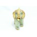 Handcrafted Natural Green Jade gemstone Elephant Figure Painted Gold OREE